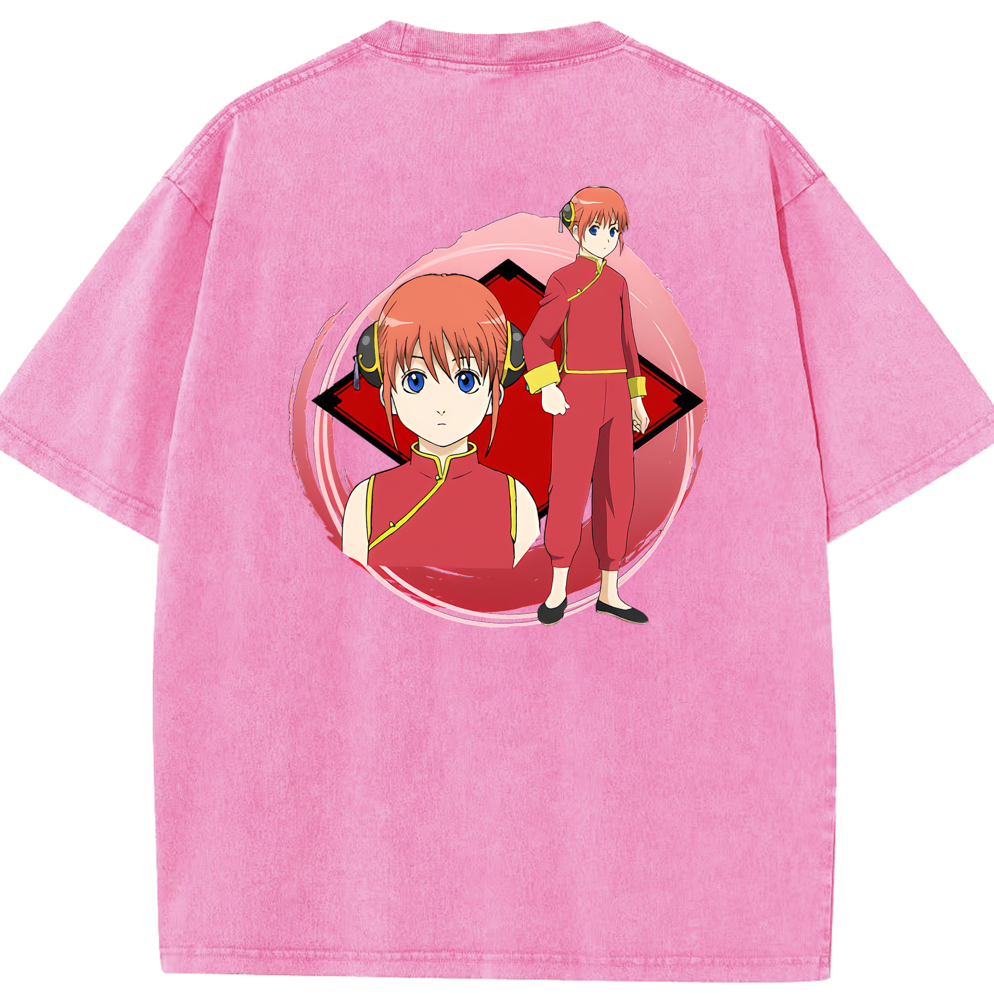 （画像用） ぎんたま 坂田銀時（さかたぎんとき） 神楽 志村新八（しむら しんぱち） GINTAMA Sakata Gintoki Kagura Shimura Shinpachi 綿100% ヴィンテージ風 半袖Tシャツ（背面プリント）